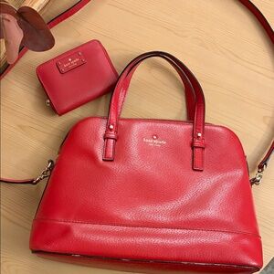 Kate Spade Cherry Red Satchel and Wallet Set